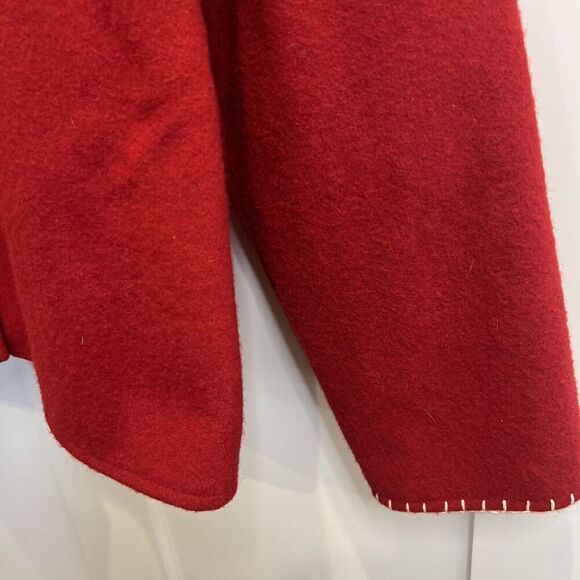 Vintage Womens Red Wool Blend Snowman Cardigan Jacket Blanket Stitch Take Two LG - Picture 4 of 7